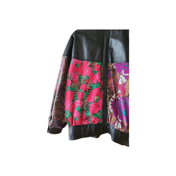 Women's Floral Leather Pelle Spring Jacket size M - Picture 8 of 10